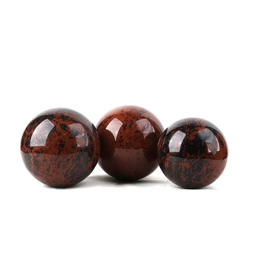 Natürliche rote Schwarze Obsidian -Kristallkugel Heilung Edelstein Quarzball -Skulptur Figur mit Stand für die Wahrsagungsmeditation Feng Shui Schutzdekoration,70~80mm