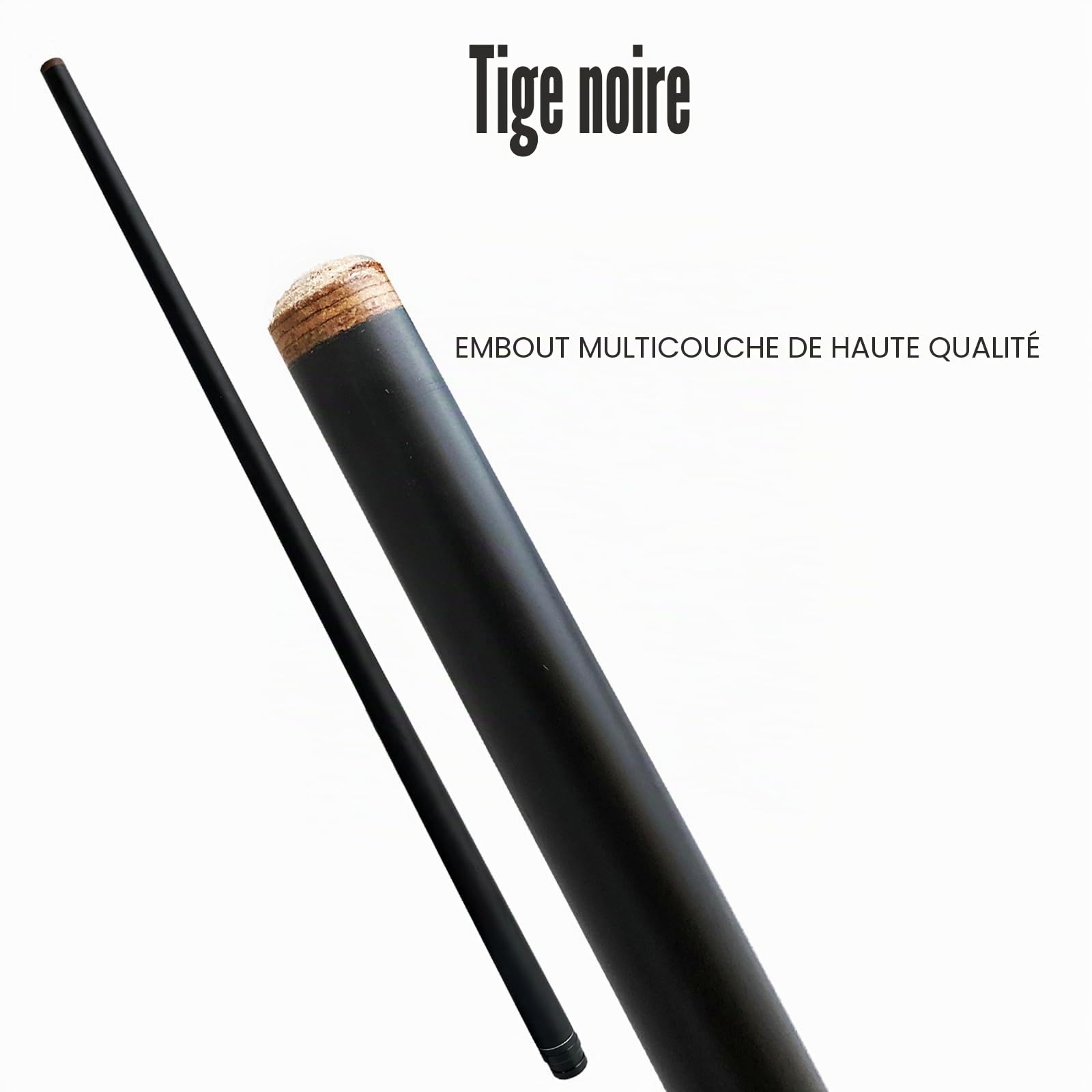 TaiBA Lot de 2 bâtons de billard professionnels en bois d'érable canadien avec étui 1 x 1, pointe de 13 mm, 147,3 cm, bleu, noir, rouge, gris, vert, marron