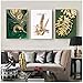 Produktbild QIAOO Drucken Sie auf Leinwand, Golden Leaf Wandkunst Leinwand Malerei, Plakate und Drucke Moderne Wand Grün Bilder, Wohnzimmer Dekoration ohne Rahmen