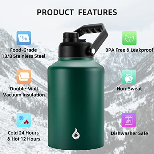 Image of BJPKPK 128oz Insulated Water Bottle, 1 Gallon Water Jug, Stainless Steel
