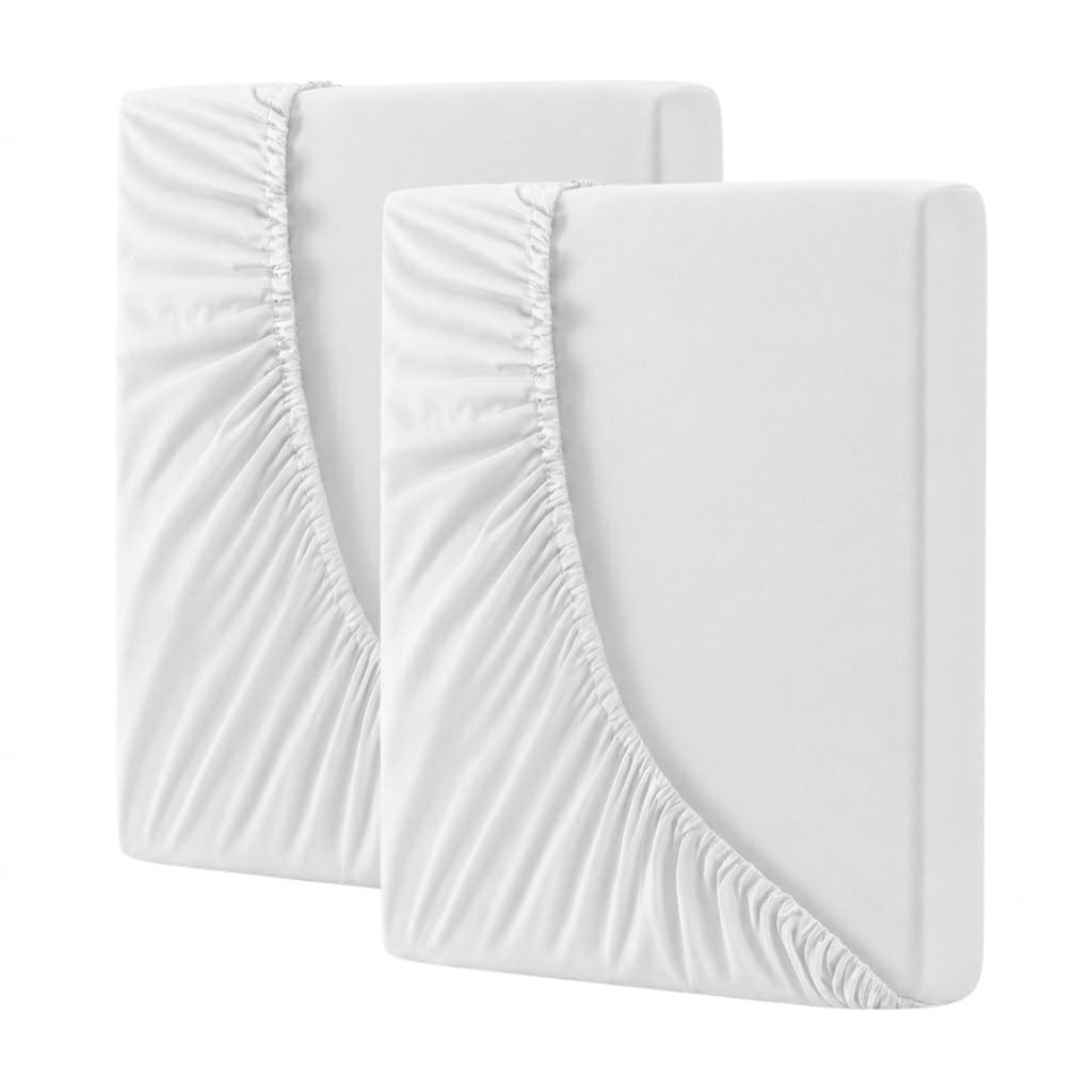 Bold Vision White Super King 200TC Egyptian Cotton Fitted Sheet, 40cm/16 Inch Extra Deep Elasticated Bed Sheet, Soft Breathable Luxury Hotel Quality Bedding-2Pack