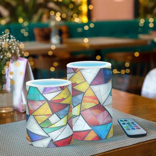 Image of Square Split Flameless Candles with Remote, Set of 2 Battery-Operated Pillar Candles for Home, Christmas, Party Decor
