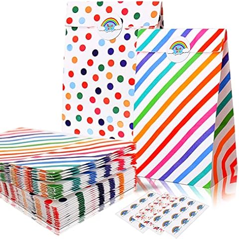 Paper Party Bags,Small Paper Bags,Party Favor Bags,Small Gift Bags,Eco Party Gift Bags Bulk,Kraft Paper Goodie Bags Candy Bags Treat Bags Sweet Bags Gift Wrap Bags,Goody Bags Birthday Party Bags for Cover