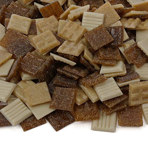 Milltown Merchants Brown Mosaic Tiles - Bulk Mosaic Tile Assortment - 3/4 Inch (20mm) Mixed Colors Venetian Glass Tile - 1 Pound (16 oz) Craft and Backsplash Tile