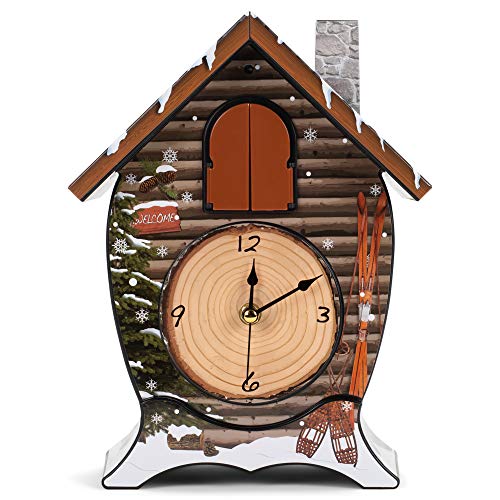 Mark Feldstein Snowy Cabin Singing Cardinal Tabletop Wall Sound Christmas Cuckoo Clock #TOP2