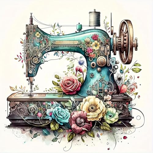 Image of Flower Stamped Cross Stitch Kits for Adults Beginner,Sewing Machine Counted Cross Stitch Kits Printed Stitching Cute Patterns Dimensions Needlepoint Art Crafts Embroidery Kits for Adults Beginners