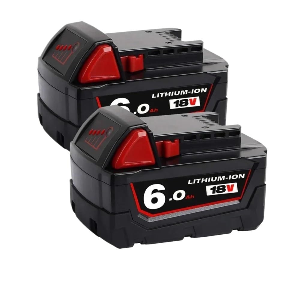 18V Batteries, Compatible for Milwaukee. M18 M18B6 18V XC 12Ah 9Ah Replacement Of Tool Batteries 48-11-1860(2PCS 6000mAh)