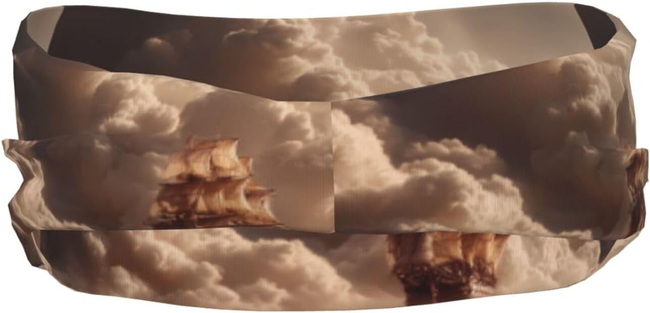 Sports Sweatband Headband Exquisite Ship in The Desert Print Breathable Lightweight Foldable Fitness Accessory image 3