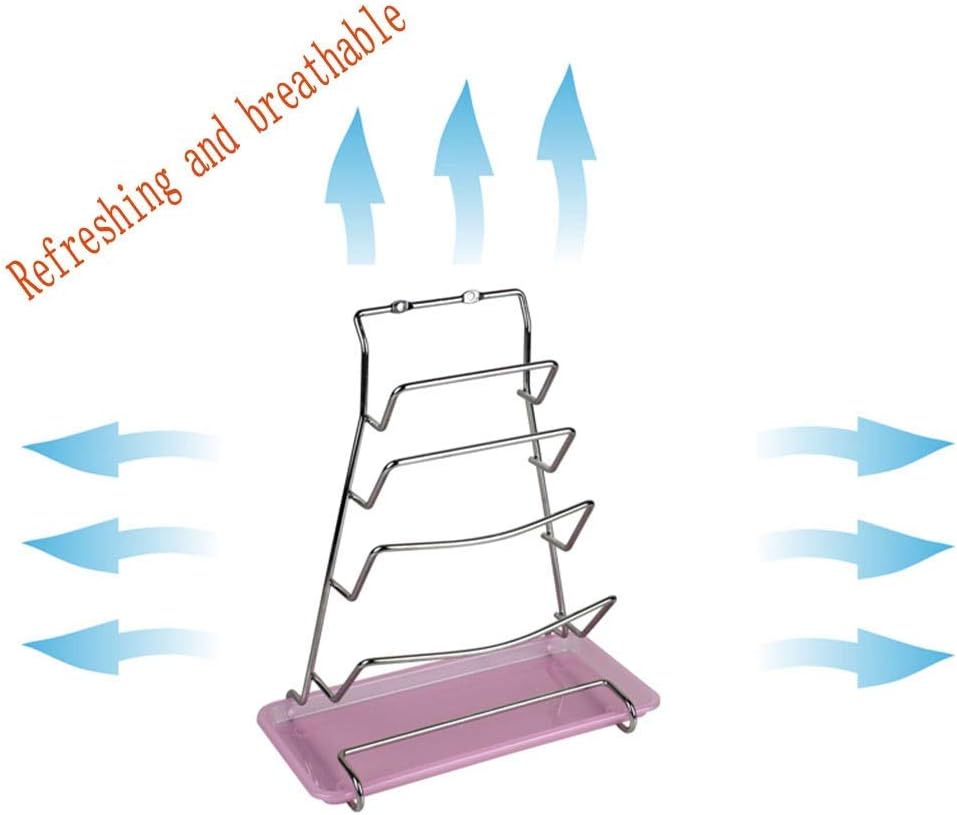 Dish Rack Storage Rack Cover Organizer Stainless Steel Easy To Handle Kitchen Lid Organizer Home Multi-function Lid Storage Rack (Color : PINK Size : 32 24 14CM)