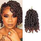 3 Packs Short Curly Pre-twisted Spring Twist Crochet Braids Synthetic Crochet Hair Extensions 8 Inch 18 Strands/Pack Bob Spring Twists Hair Braids Fluffy Curly Twist Braiding Hair (T1B/30#)