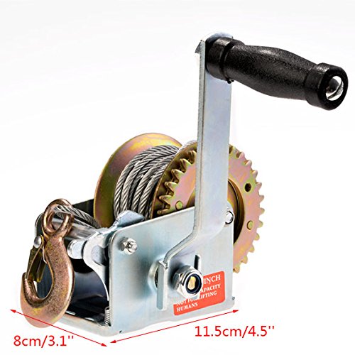 Hand Manual Winches, 600 lbs Heavy Duty Hand Crank Strap Gear Winch ATV