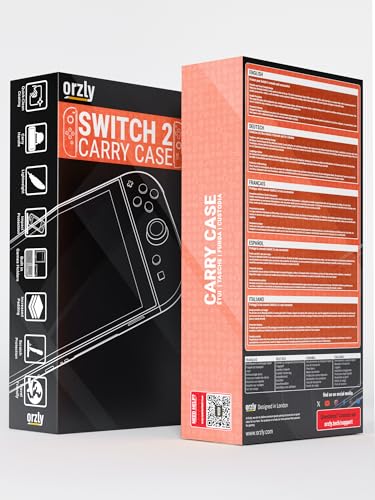 Image of Orzly Case Compatible with Switch 2 - Protective Travel Carry Case with Screen Padding, Game Card & microSD Slots, Zipped & Open Pockets for Accessories - 7.9 inch Gift Boxed