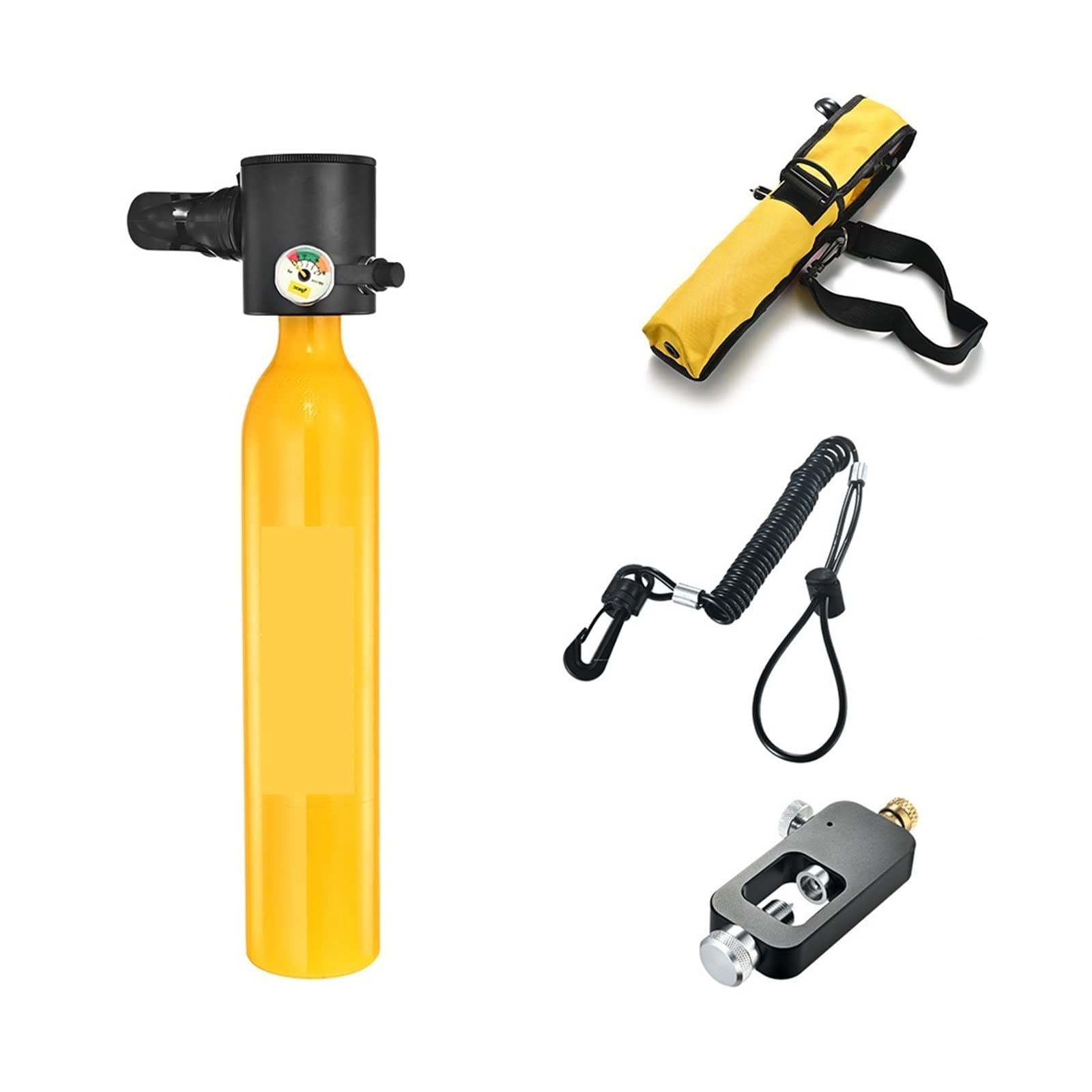Portable Dive Cylinder, 0.5L Mini Oxygen Cylinder Diving Teaching Underwater Breathing Equipment(Giallo)