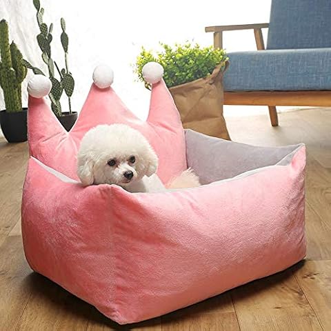 IFEVER Cute Princess Bed Pink Dog Beds for Small Dogs, Detachable Crown Puppy Bed House (S, Pink) Cover