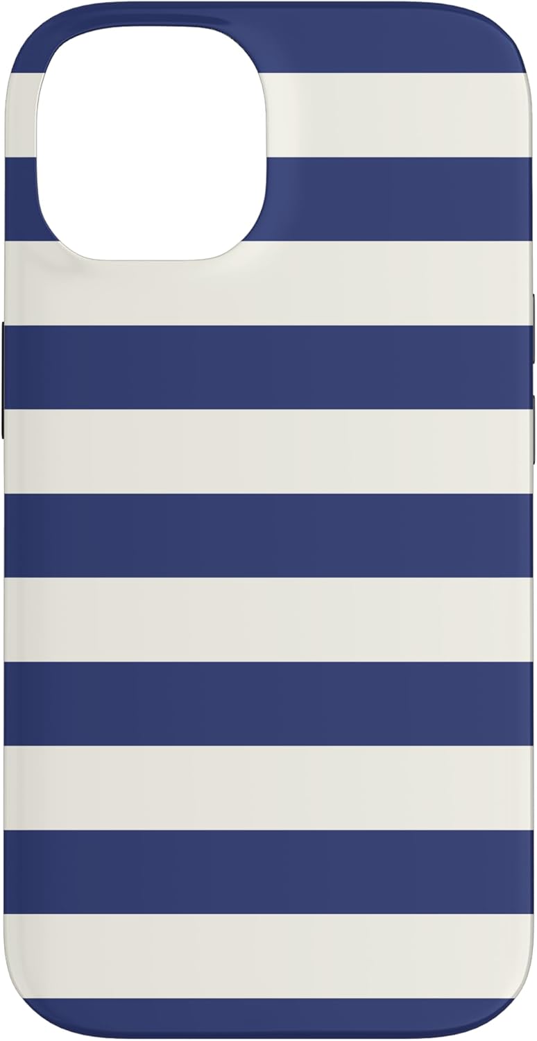 Country Nautical Navy Blue White Beach Sail Striped Case for iPhone 16 Pro