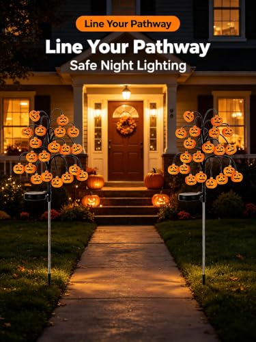 ChayWillow Solar Halloween Pumpkin Tree Stake Lights Outdoor - image 6