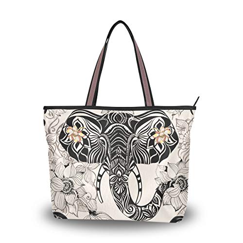 WowPrint Sac fourre-tout pour femme Motif éléphant Grande capacité Sac à bandoulière pour l'école, le travail, les voyages, la plage Cover
