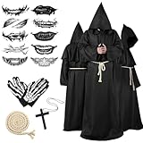 disfraces talla xxl mujer 【Amplias Aplicaciones】 ¡Un fantástico traje de monje con excelente calidad, absolutamente clásico y que nunca pasa de moda! Es perfecto para el Carnaval, Halloween, banquetes medievales, actividades medievales, disfraces de monje medieval, disfraces para fiestas temáticas y teatro, disfraces de rol para Halloween, disfraces de mago, etc.