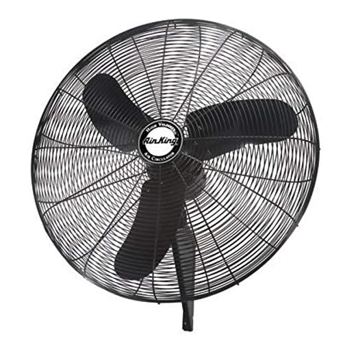 Air King 30 Inch 1/4 Horsepower 3-Speed Indoor Industrial 90-Degree Oscillating Steel Wall Mount Fan for Schools, Gyms, Warehouses, and Plants, Black
