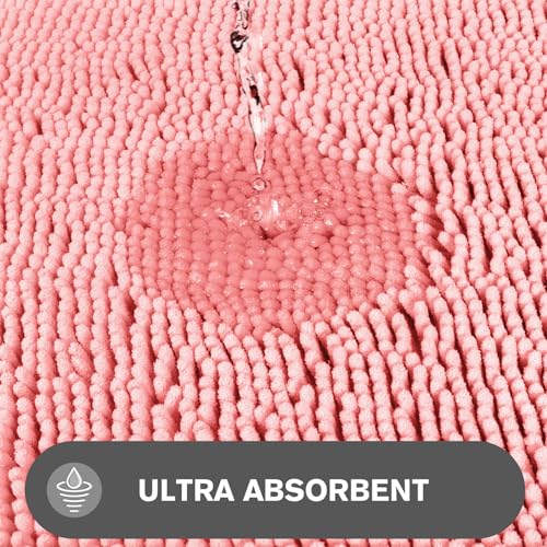 Tapis de douche extra large rose pour sortie de bain