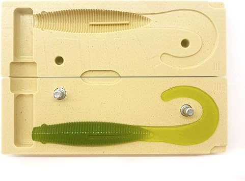 SSmedioks Soft Plastic Injection Mold, 5" Curly Tailz Mold | CNC-Machined Acrylic Stone, Enhanced Air Vent Channels, Bubble-Free Casting, Compatible with Standard Injectors