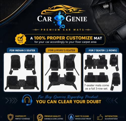 Image of 7D Car Floor Mats for Mahindra XUV 7XO AX7 AT | Waterproof | Anti-Slip | PU Leather | Full Coverage | All Weather | Custom Fitted 7D Car Foot Mats - Black