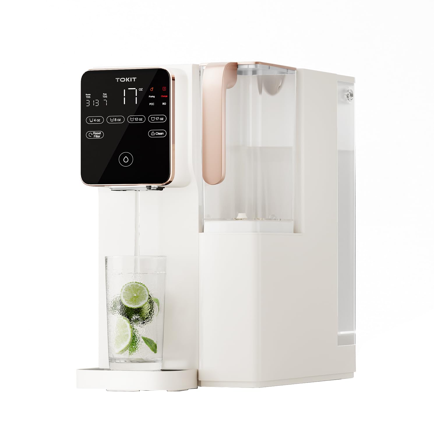 TOKIT AkuaPure T1 Reverse Osmosis Water Filter Countertop, NSF/ANSI 58, RO Whole House Water Filter System with Alkaline Remineralization Filter, Dual 1.4L Pure Water Pitchers, No Installation