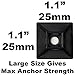 Zip Tie Adhesive-Backed Mounts 100Pk. Professional-Grade, UV Black Cable Tie Bases, 1.1 x 1.1. Screw-Hole Anchor Point Provides Optimal Strength for Long-Term Durability & Use and Clutter-Free Cables.