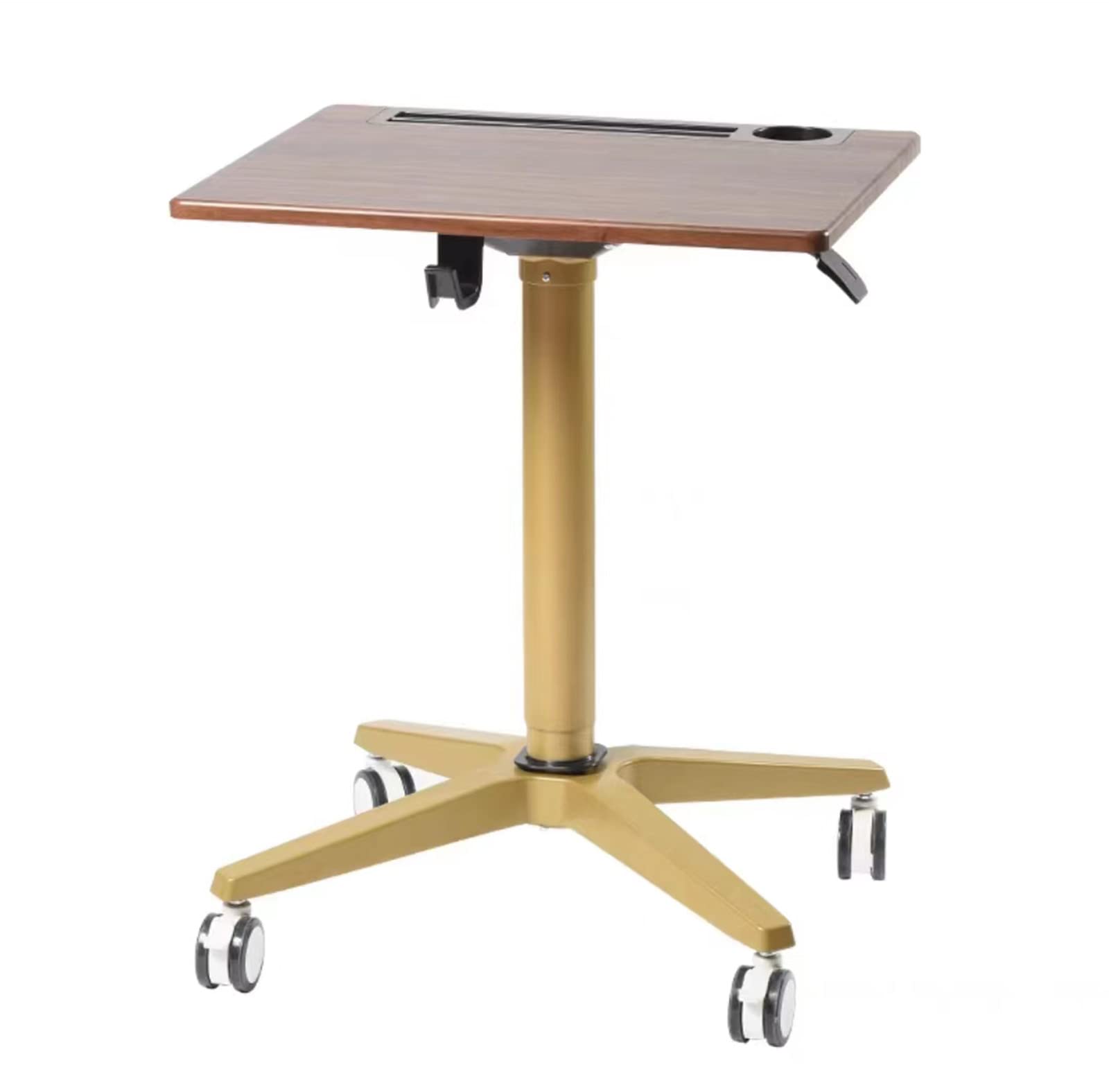 ASerZenith Standing Lift Laptop Desk, Movable Lecture Workbench Study Reading Desk Desk For Conference Room Office,Walnut