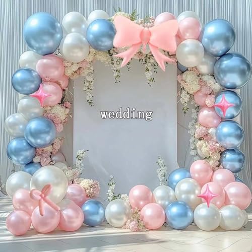Image of Pearl Pink Double Stuffed Balloons for Bow Star Birthday Baby Shower Party