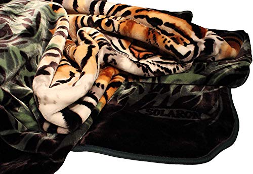 Solaron Korean Super Thick Heavy Weight Mink Blanket (King, 3 Tigers Green) #TOP3