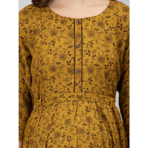 Image of CEE 18 Cotton Rayon A-Line Flared Maternity Feeding Kurti for Women with Zippers | Maxi Gown Dress for Women | Breastfeeding Dress for Mothers | Feeding Kurti for Women | Maternity Wear for Women