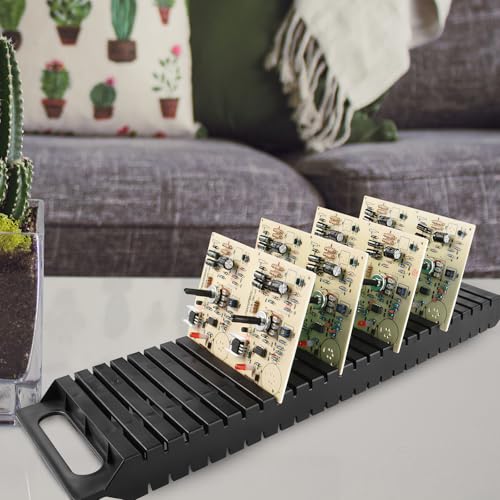 Image of Hemoton Anti-Static PCB Rack 25-Slot Circuit Board Holder and Storage Stand 18.7X5.31X1.33 Inch Electrical Drying Rack for Industrial Electronic Component Organization