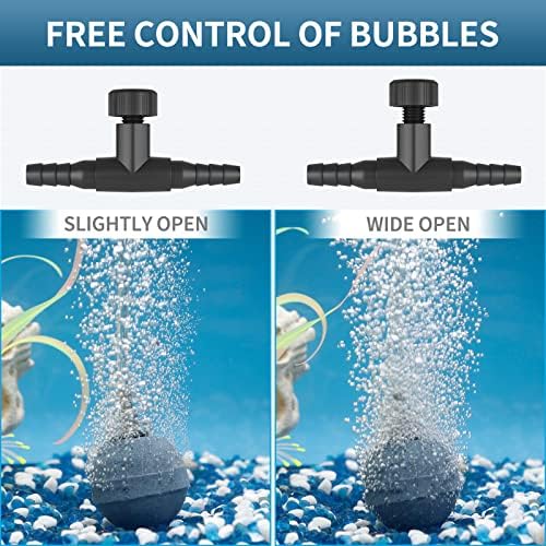 Pawfly 10 Pack Aquarium Control Valves Air Pump Single Way Black/Blue Plastic Air Flow Control Regulator for 5 mm ID Tubing, 10 Pack