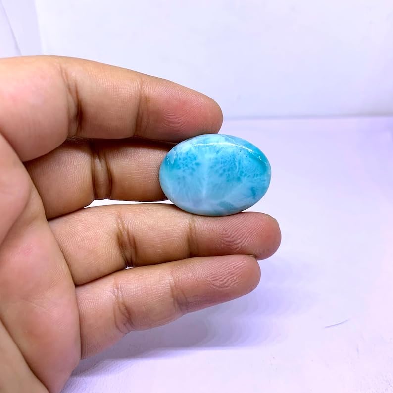 Larimar cabochon 30x22x5mm pour création de bijoux DIY