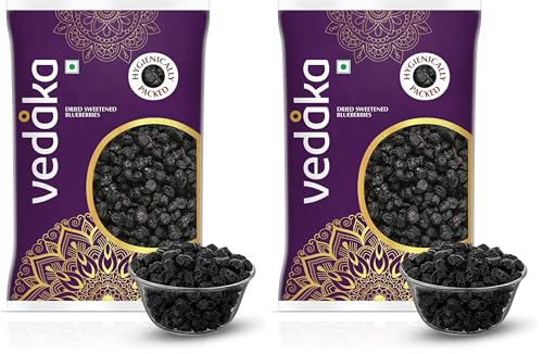 Image of Amazon Brand - Vedaka Dried Sweetened Blueberries | 1 Kg | Whole | No Added Preservatives (Pack of 2)