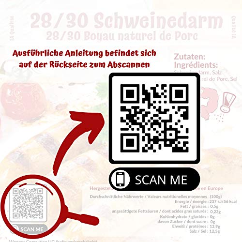 Wengler’s Schweinedarm 30/32 für Bratwurst - 1A DIY Bratwurstdarm füllfertig Metzgerqualität - brühfest, räucherfähig