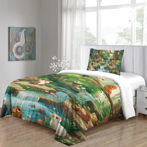 Parure de couette jungle 135x200cm anti-pli en microfibre respirante - 5