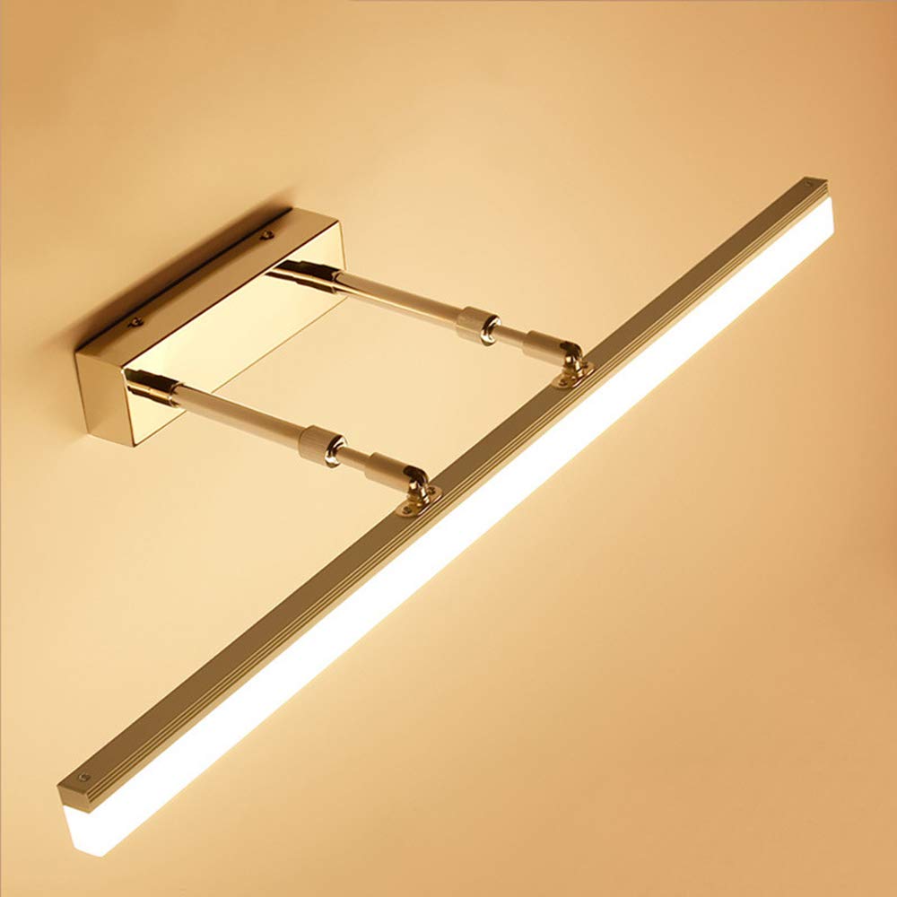 Strecken,Rechteck Spiegellampe Golden LED Spiegelleuchte 180 ° Drehung Spiegel Frontlicht Wasserdicht Beschlagfrei Badezimmer Toilette Schminktisch Beleuchtung,Warmweiß L60CM 14W,40cm warm white
