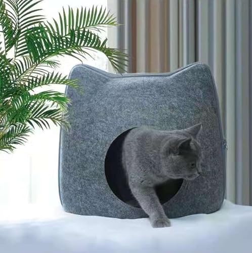 Dtnw 猫ハウス 猫ベッド ドーム型 通気性お昼寝 ベッド 四季通用 おしゃれ 丈夫 可愛い猫耳型 ペット寝袋 綿の敷き物付き ぐっすり眠れる あったかハウス 室内用 キャットハウス 洗える ネコベッド ネコ いぬ 猫寝床 ウサギ 猫犬小動物用 ペット用