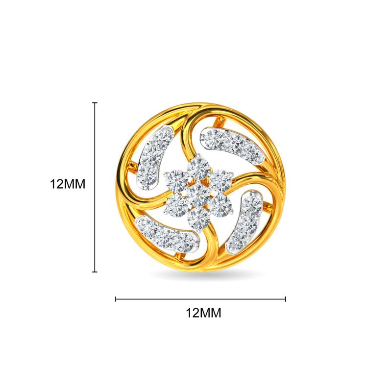 Image of KISNA JEWELS 14KT|18KT BIS Hallmark Pure Gold and Diamond Stud Earrings For Women with Screw Back clouser