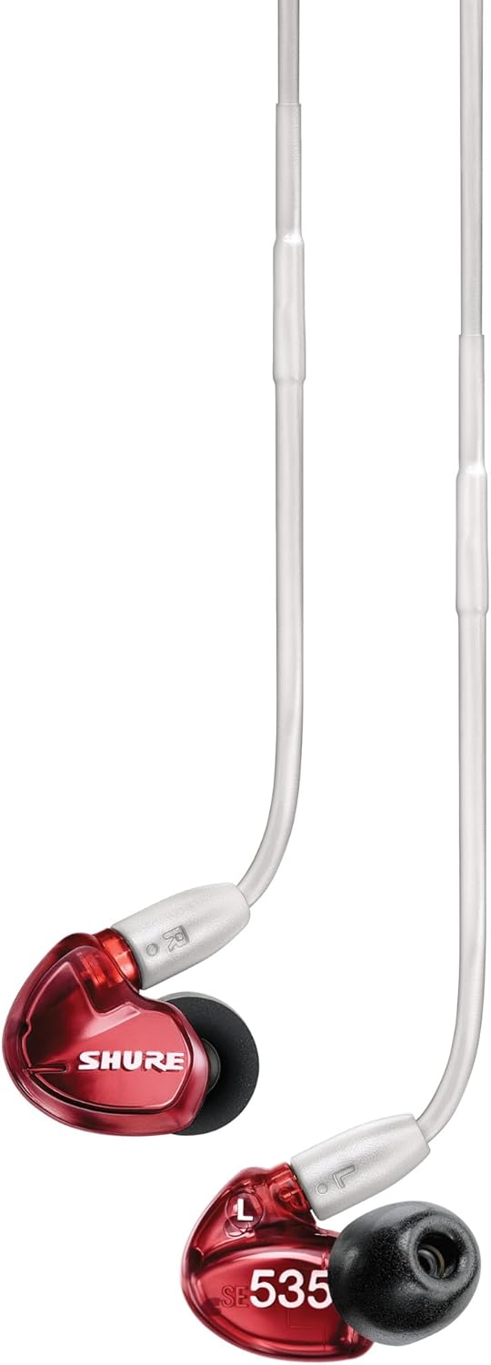Shure SE535LTD Professional Wired Sound Isolating Earbuds, High Definition Sound + Natural Bass, Three Drivers, Secure in-Ear Fit, Detachable Cable, Durable Quality - Red