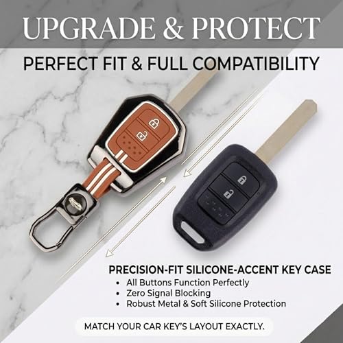 Image of Car Key Cover Compatible with Honda City, I-Vtec, I-VTEC, Amaze, WRV, CRV, Jazz Etc 2-Button Smart Key