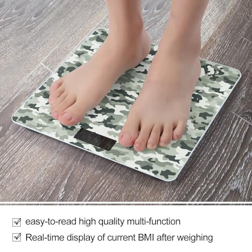 Báscula de baño digital camuflaje blanco vidrio templado miniatura 5