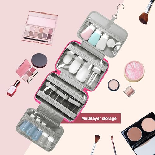 Egg Shape(Oval) Makeup Storage Box, Countertop Portable Vanity Cosmetics Organizer Preppy Style (Pink-Toiletry-Bag) - Image 3