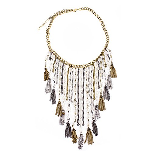 Looklove Womens Jewelry Tassel And Bead Bib Chain Statement Necklace 16" Long #TOP19