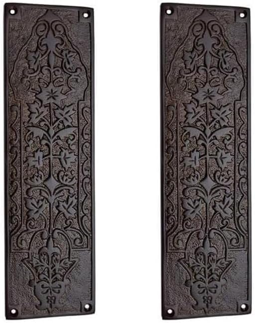 Adonai Hardware 10 Inch "Nezib" Decorative Silicon Bronze Push Plate - 2 Pack (Distressed Silicon Bronze Medium Patina)