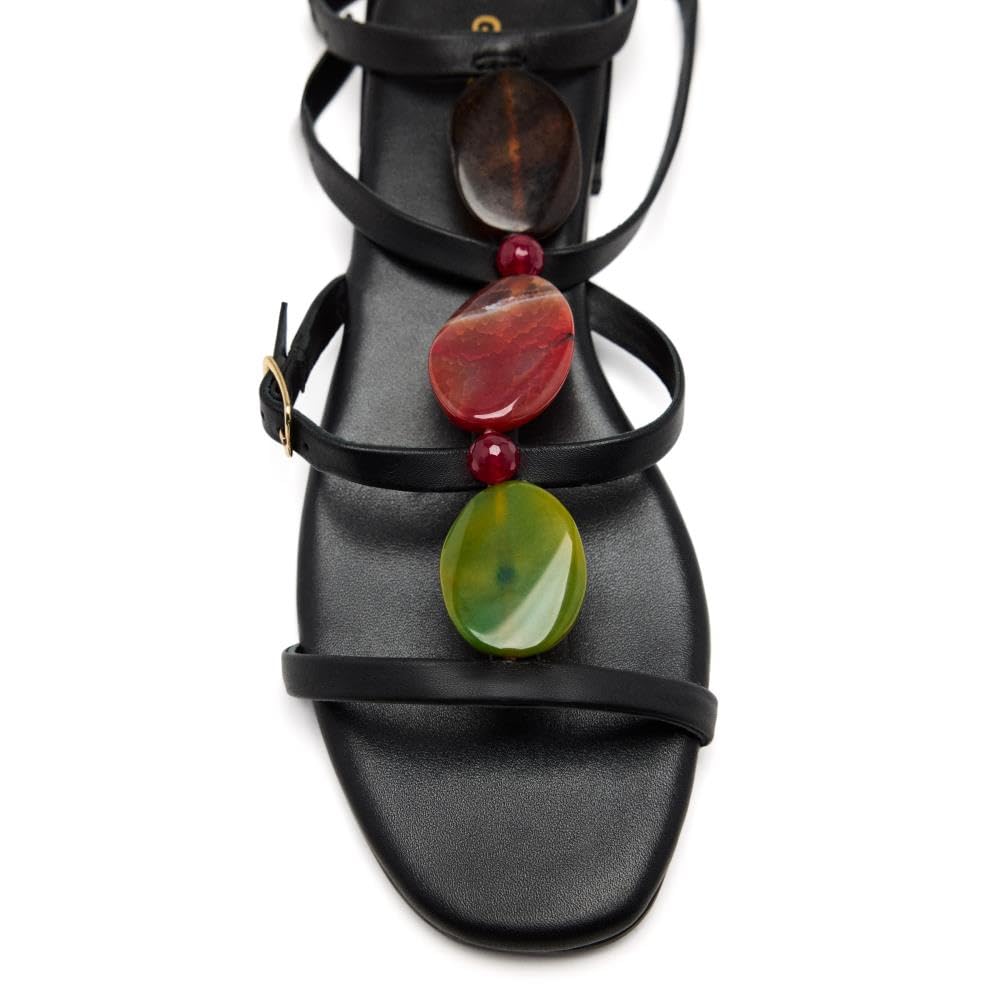 GIOSEPPO NORRIE, Women's Flat Sandals, Black, 36 EU, Black/White, 4 UK