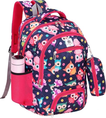 Image of Bag For Class 4th To 10th Standard Tuition School College All Day Use 32l Backpack Durable Polyester Material Owl Green Color Perfect For Students