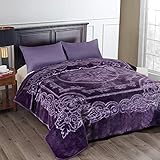 JML Fleece Blanket King Size, Korean Mink Blanket Heavy, 85 X 95 Inches- 9 Lbs, Single Ply, Plush Soft Fluffy Thick Warm Raschel Fleece Embossing Bedding Decor for Autumn,Winter,Bed,Home,Gifts,Purple